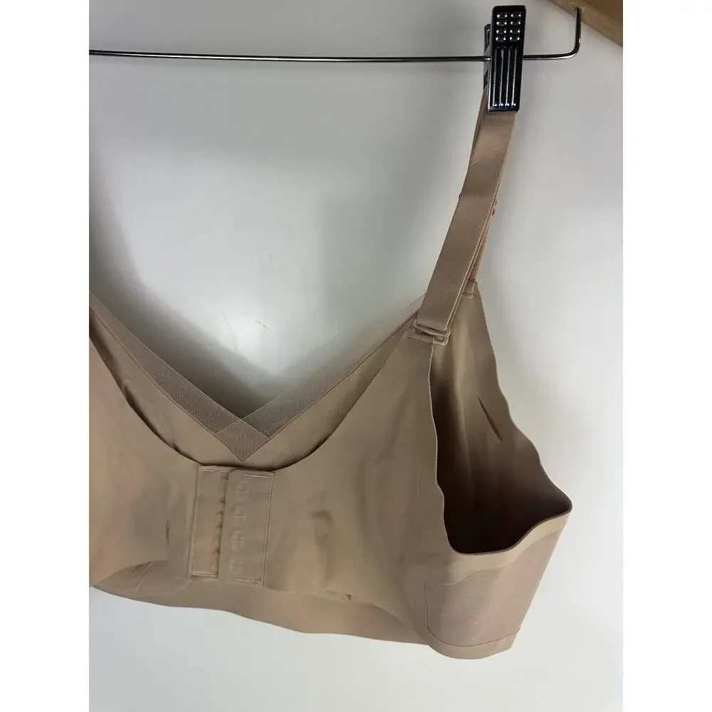 HoneyLove Crossover V-Neck Bra Wireless Adjustable Padded Tan Beige Plus Size 1X - Picture 9 of 12